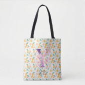 Yvette's Vibrant Blossoms - Boho Floral Monogram Y Tote Bag (Voorkant)
