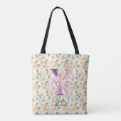 Yvette's Vibrant Blossoms - Boho Floral Monogram Y Tote Bag (Achterkant)