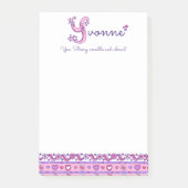 Yvonne letter Y naam betekent roze paarse Post-it® Notes (Voorkant)