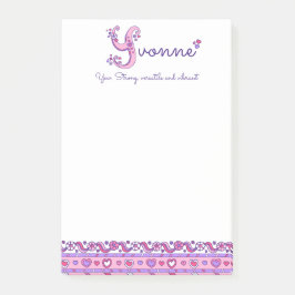 Yvonne letter Y naam betekent roze paarse Post-it® Notes