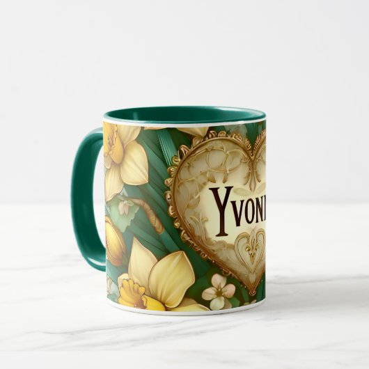 YVONNE ~ Mok gepersonaliseerd ~ narcissen ~ (Voorkant links)