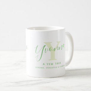 Yvonne naam betekenis en monogram Y groene tekst Koffiemok