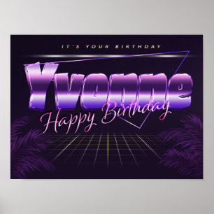 Yvonne Name Vorname lila retro Poster Geburtstag