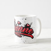 Yvonne red Heart Graffiti Tasse Kaffeetasse Koffiemok (Voorkant rechts)