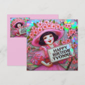 YVONNE ~ Verjaardag Kaart ~ Blossom meisje ~ (Voorkant / Achterkant)