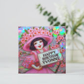 YVONNE ~ Verjaardag Kaart ~ Blossom meisje ~ (Staand voorkant)