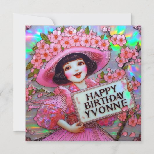 YVONNE ~ Verjaardag Kaart ~ Blossom meisje ~ (Voorkant)