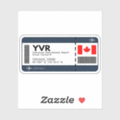YVR Vancouver-boarding pass - Canada Ticket Sticker (Vel)