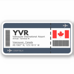 YVR Vancouver-boarding pass - Canada Ticket Sticker
