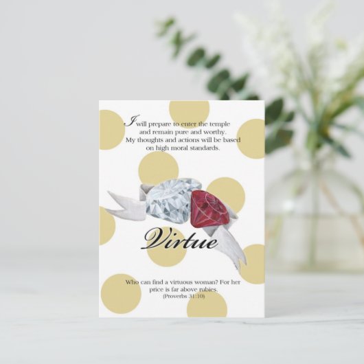 YW-Value-kaart - VIRTUE Briefkaart (Staand voorkant)