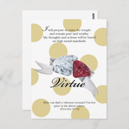 YW-Value-kaart - VIRTUE Briefkaart (Voorkant / Achterkant)