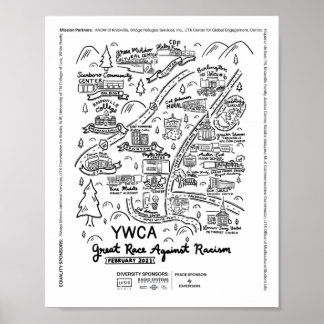 YWCA Great Race Against Racism Map Poster