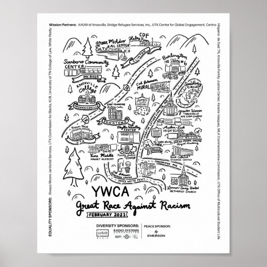 YWCA Great Race Against Racism Map Poster (Voorkant)