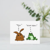 YY- Funny Rabbit and Frog Cartoon Briefkaart (Staand voorkant)