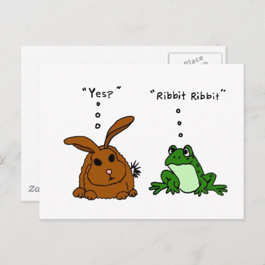 YY- Funny Rabbit and Frog Cartoon Briefkaart (Voorkant / Achterkant)