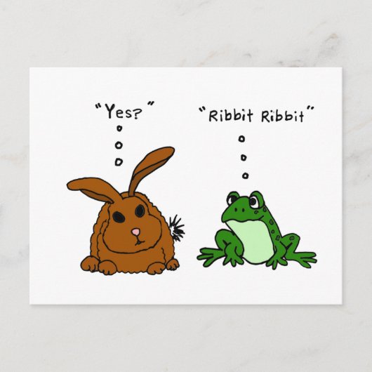 YY- Funny Rabbit and Frog Cartoon Briefkaart (Voorkant)