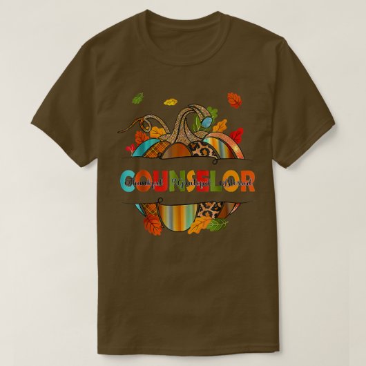 YynA Leopard Herfst Autumn Thanksgiving Counselor  T-shirt (Design voorkant)