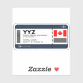 YYYZ Toronto Boarding Pass - Canada Ticket Sticker (Vel)