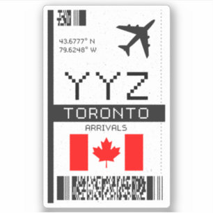 YYZ Toronto, Canada Luchthaven Boarding Pass - Rei Sticker