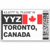 YYZ Toronto Instapkaart - Canada Reizen Sticker (Voorkant)