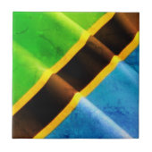 Z002 TANZANIA, Waving Flag, Afrika Tegeltje (Voorkant)