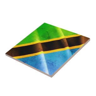 Z002 TANZANIA, Waving Flag, Afrika Tegeltje