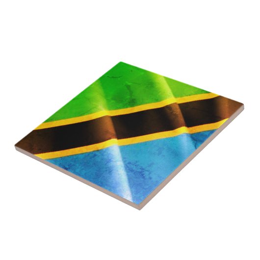Z002 TANZANIA, Waving Flag, Afrika Tegeltje (Zijkant)