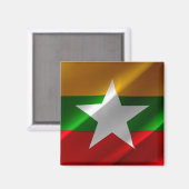 Z002 zwaait Birmese VLAG Myanmar, Fridge Magnet (Voorkant / Achterkant)