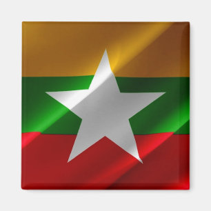 Z002 zwaait Birmese VLAG Myanmar, Fridge Magnet