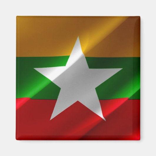 Z002 zwaait Birmese VLAG Myanmar, Fridge Magnet (Voorkant)