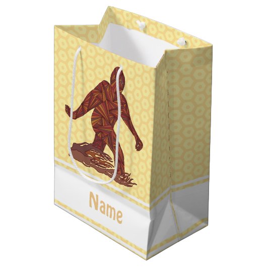 Z Bigfoot die Geel en Bruine Sasquatch lopen Medium Cadeauzakje (Voorkant Gekanteld)