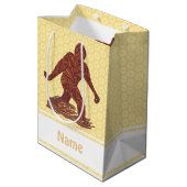 Z Bigfoot die Geel en Bruine Sasquatch lopen Medium Cadeauzakje (Achterkant Gekanteld)