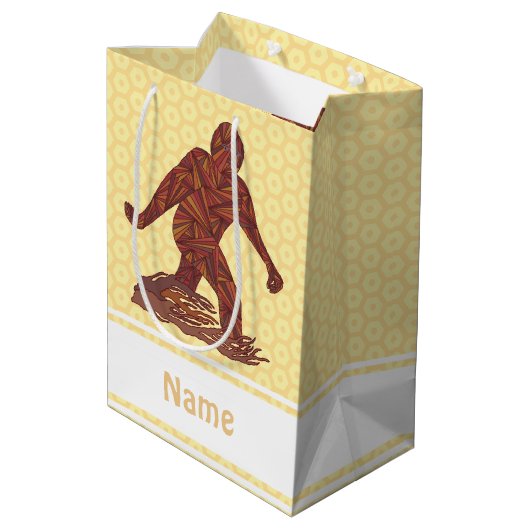 Z Bigfoot die Geel en Bruine Sasquatch lopen Medium Cadeauzakje (Achterkant Gekanteld)