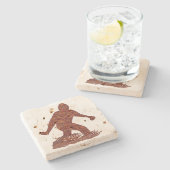 Z Bigfoot loopt sasquatch voor de grote partij Stenen Onderzetter (Zijkant)