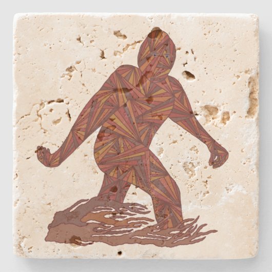 Z Bigfoot loopt sasquatch voor de grote partij Stenen Onderzetter (Voorkant)