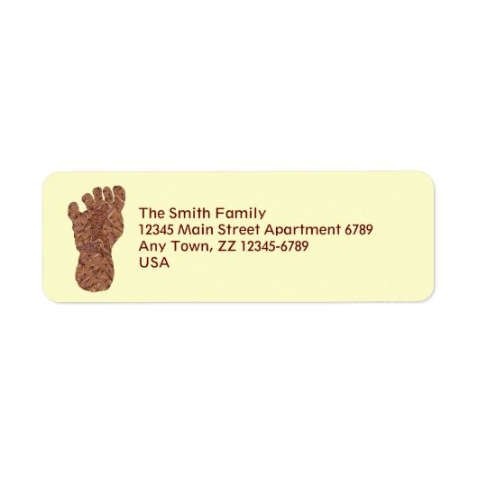 Z Bigfoot Sasquatch Track Geeky Mailing Supplies Etiket (Voorkant)