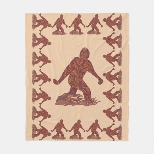 Z Bigfoot Walking Sasquatch Brown and Tan Pattern Fleece Deken (Voorkant)
