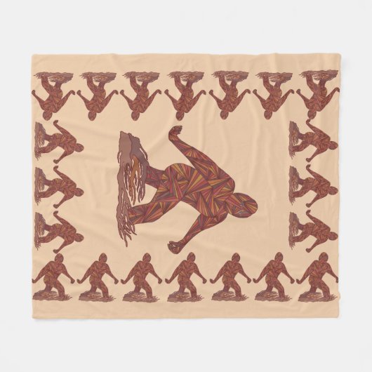 Z Bigfoot Walking Sasquatch Brown and Tan Pattern Fleece Deken (Voorkant (Horizontaal))
