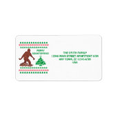 Z Bigfoot Walking Sasquatch Grappige Kerst Etiket (Voorkant)