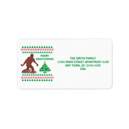 Z Bigfoot Walking Sasquatch Grappige Kerst Etiket