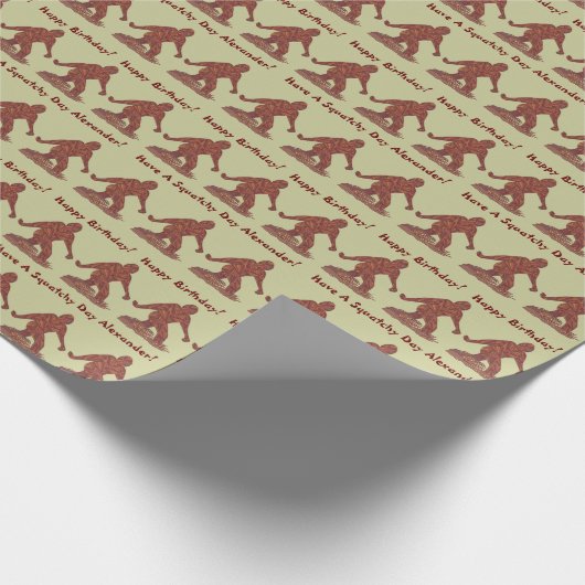 Z Bigfoot Walking Sasquatch Happy Birthday Squatch Cadeaupapier (Hoek)