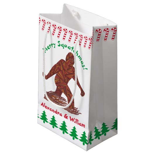 Z Bigfoot Walking Sasquatch-kerstsnoepjes Klein Cadeauzakje (Voorkant Gekanteld)