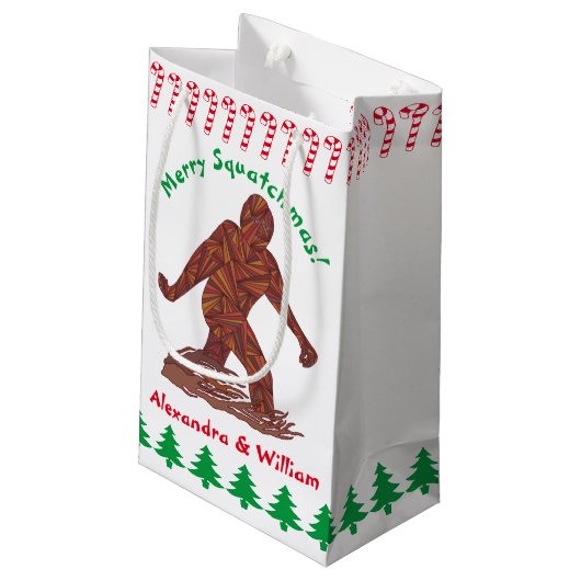 Z Bigfoot Walking Sasquatch-kerstsnoepjes Klein Cadeauzakje (Achterkant Gekanteld)