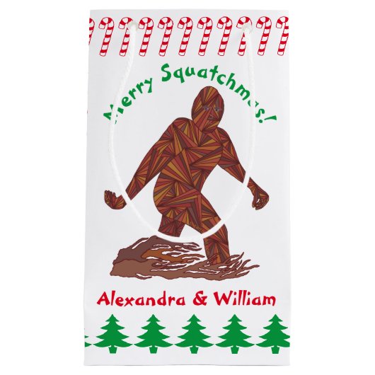 Z Bigfoot Walking Sasquatch-kerstsnoepjes Klein Cadeauzakje (Voorkant)