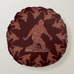 Z Bigfoot Walking Sasquatch Round Pattern Rond Kussen