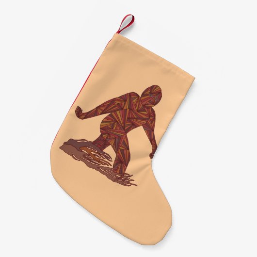 Z Bigfoot Walking Sasquatch Small Single Side Kleine Kerstsok (Voorkant (Hangend))