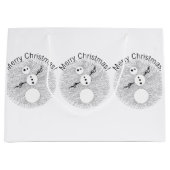 Z Black and White Snowman Cute Holiday Large Cadeautasje (Voorkant)