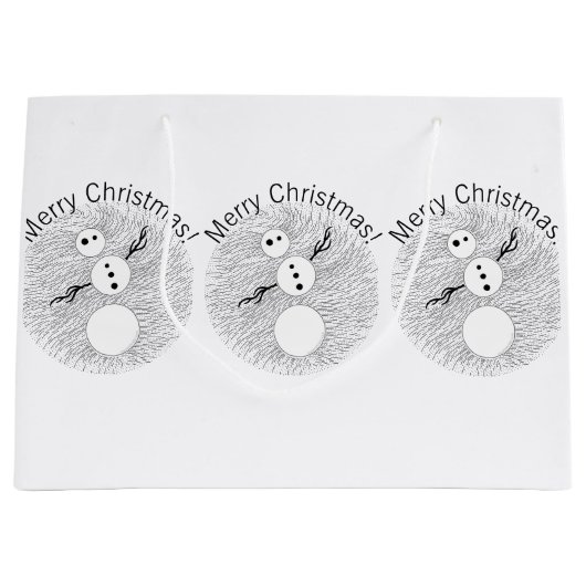 Z Black and White Snowman Cute Holiday Large Cadeautasje (Voorkant)