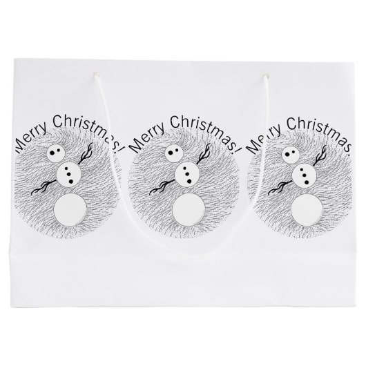Z Black and White Snowman Cute Holiday Large Cadeautasje (Achterkant)
