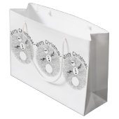 Z Black and White Snowman Cute Holiday Large Cadeautasje (Achterkant Gekanteld)